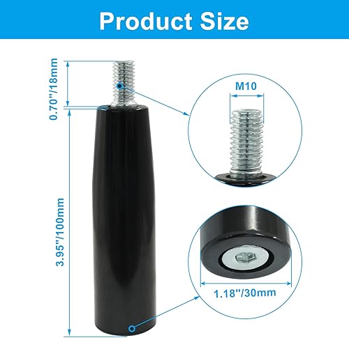 Miniatura 12 de Mango giratorio para máquina de volante, mango de rosca M10 x 3.150 in, mango giratorio para máquina de torno, equipo mecánico, instrumento