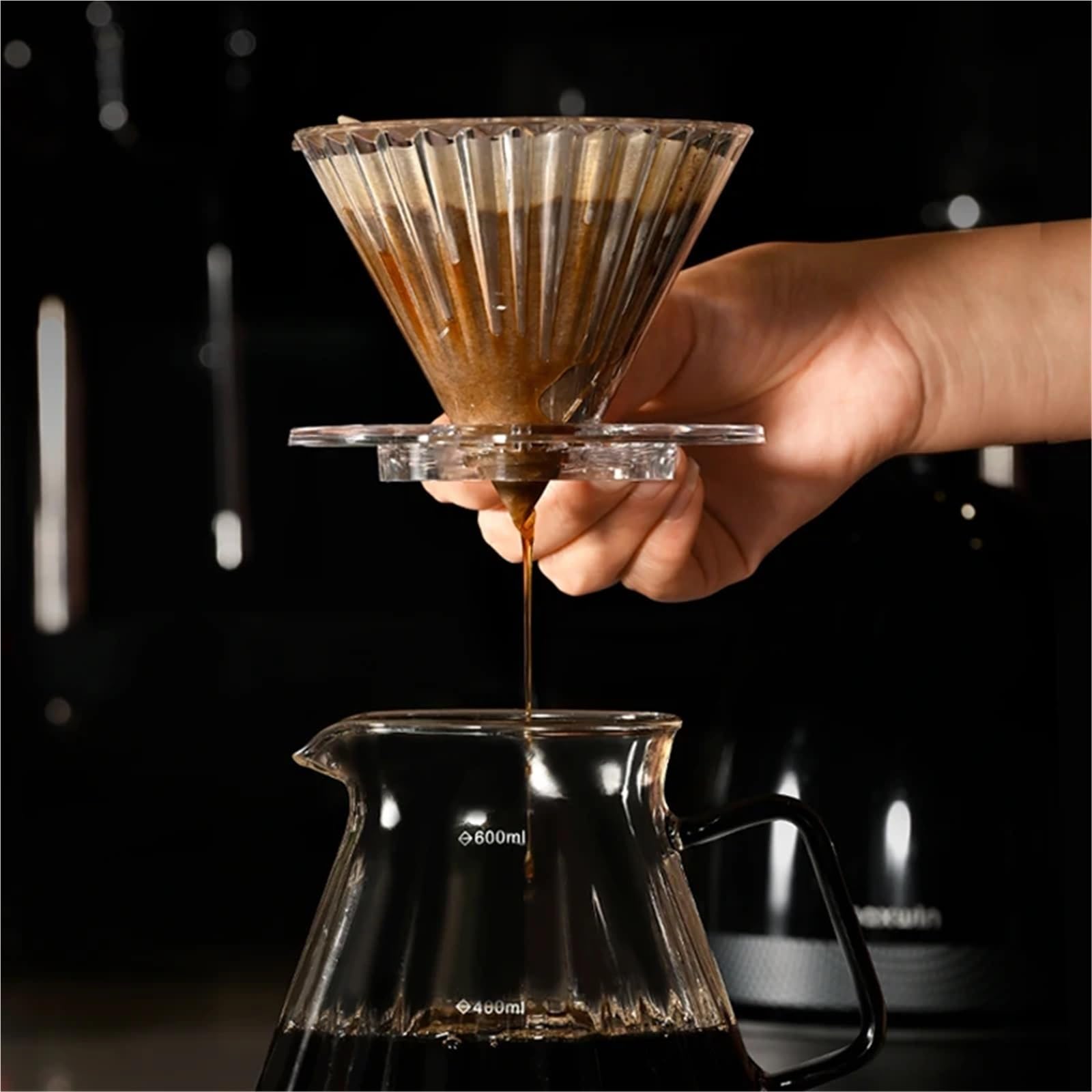 1 Stück wiederverwendbarer Kaffeetropfer for 1–2 Tassen | Harz-Kaffeefilter for Übergießen von Barista-Kaffee, Kaffeetrichter, Filterbecher, Handtropf(Transparent)