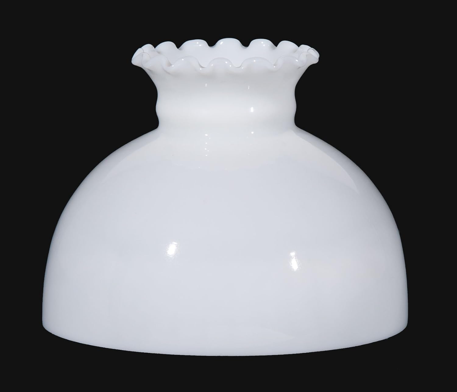 B&P Lamp® 9 7/8" Fitter Opal White Glass Classic Vintage Style Dome Student Lamp Shade With Crimp Top