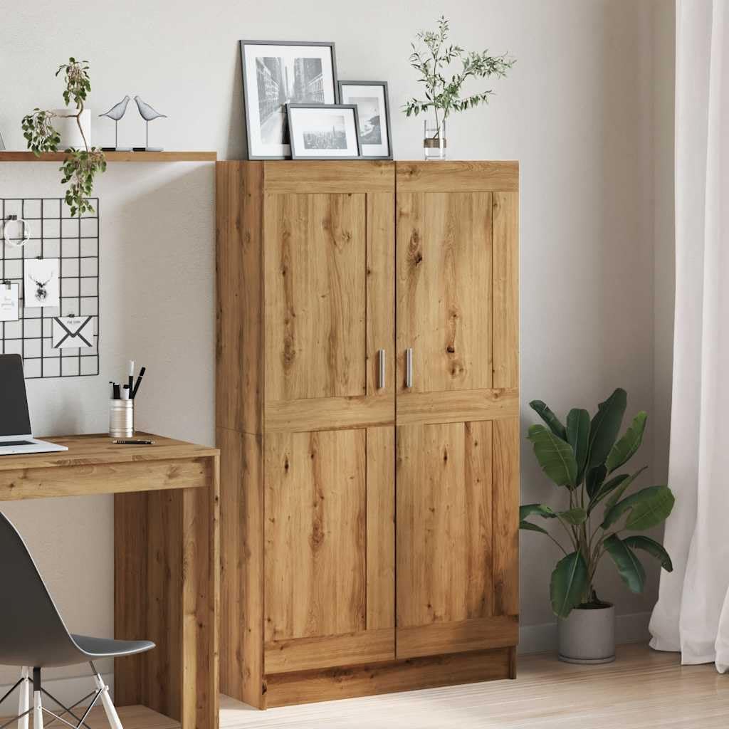 Bücherschrank Artisan-Eiche 82,5x30,5x150 cm Holzwerkstoff Standregal mit Tür 4 Etagen Bücherregal für Wohnzimmer Schlafzimmer Büroorganisation