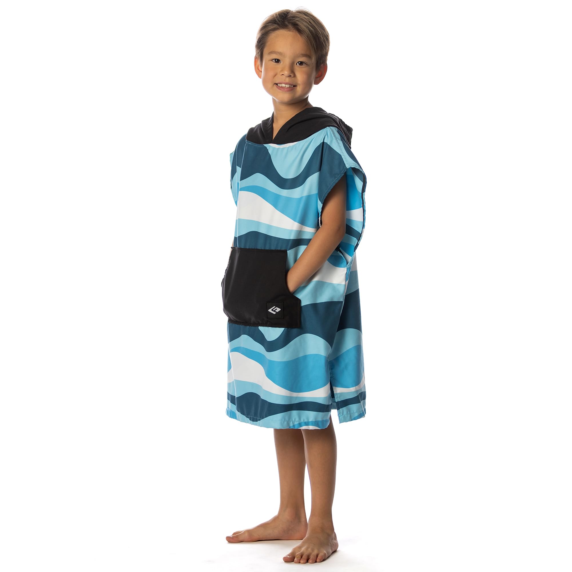 Flow Changing Poncho for Kids with Hood for Swim and Beach (Bluewave, S)