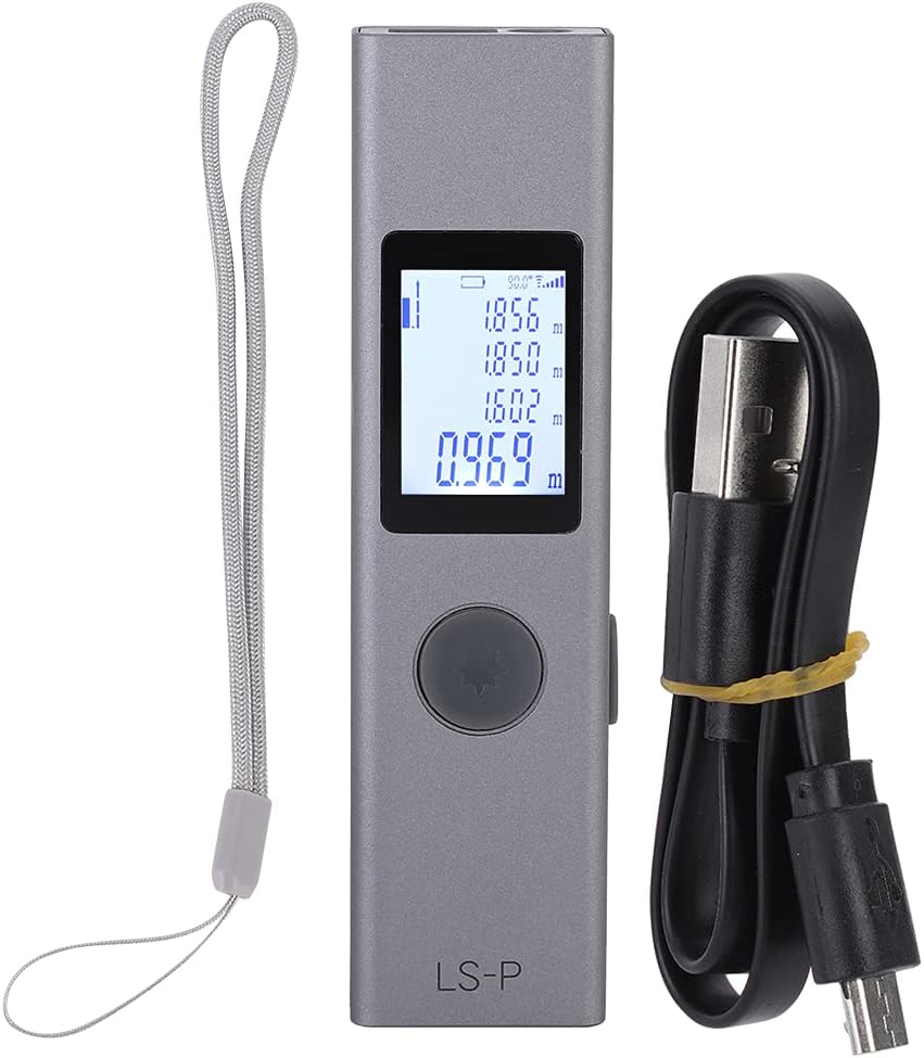 40m Digital Handheld Distance Meter, Rangefinder with 11 Measurement Functions for Area Volume Angle Height, Ergonomic Aluminum Alloy Design