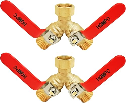 Miniatura 11 de HQMPC Divisor de válvula Y de manguera de jardín con mango largo de acero inoxidable - Adaptador de agua de latón de 2 vías, rosca GHT de 3/4