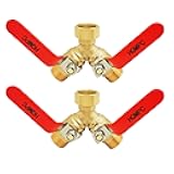 HQMPC Garden Hose Y Valve Splitter Brass Hose Splitter With Stainless Steel Long Handle Brass Garden Hose Adapter 2 Way Y Valve 3/4
