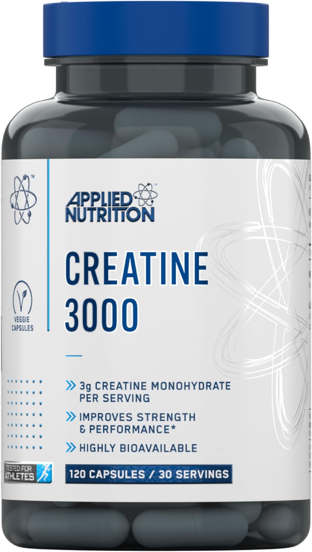 Creatine 3000 - Creatine Monohydrate Capsules 3000 mg per Dose, Creatine Capsules for Muscle Building, Increasing Physical Performance (120 Capsules - 30 Intakes)