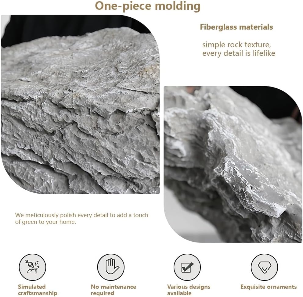 Large Fake Rock Landscaping Well Covers, Granite Rock Molds Utility Cove, Artificial Rock Landscape Decor for Aquarium, Outdoor Yard, Indoor Display & Photography Props(21.7*11.8*17.7in)