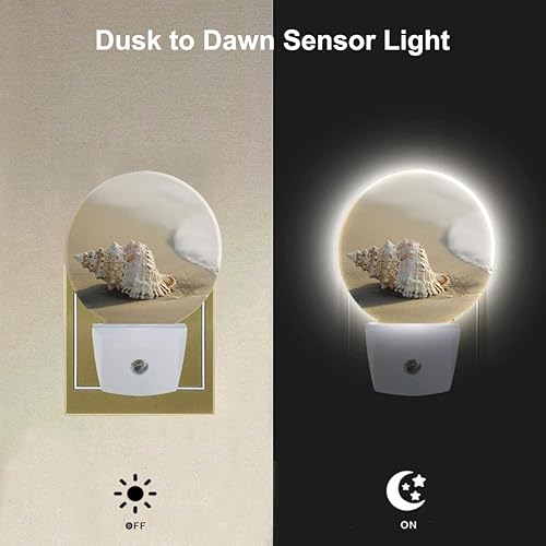 Miniatura 3 de EKOBLA Luz nocturna de verano con enchufe para la playa, concha, olas estrelladas, mar, lámpara LED de ahorro de energía, luces redondas para niños,