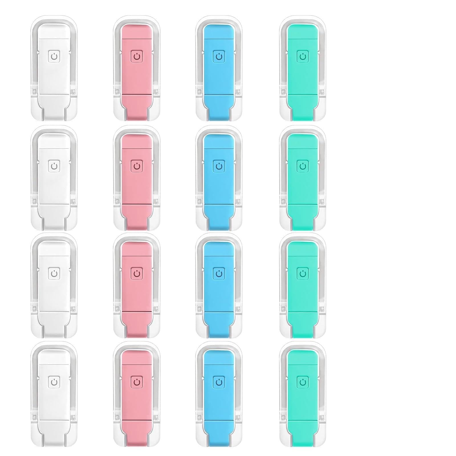 Wiederaufladbare Buchleuchte zum Lesen, aufsteckbar, augenfreundliches Design, 3 Farbtemperaturen, USB-Aufladung, Geschenke für Bücherwürmer, Kinder, Erwachsene, mehrfarbig, 16 Stück