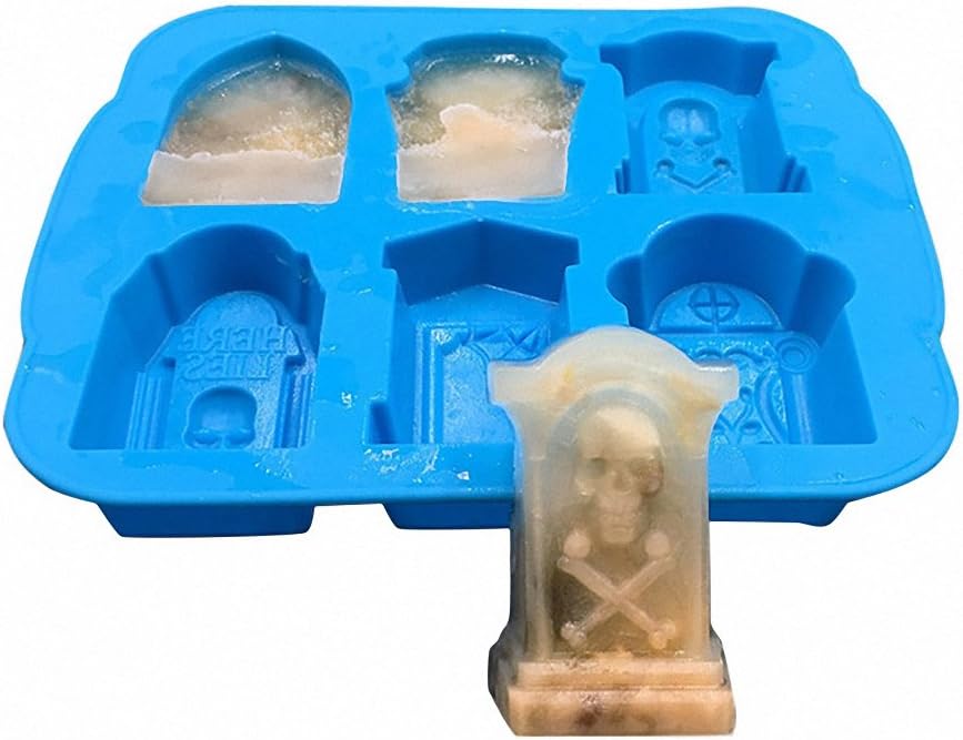 Molde Silicona Para Halloween 3D Diseño Tumba y Calaveras