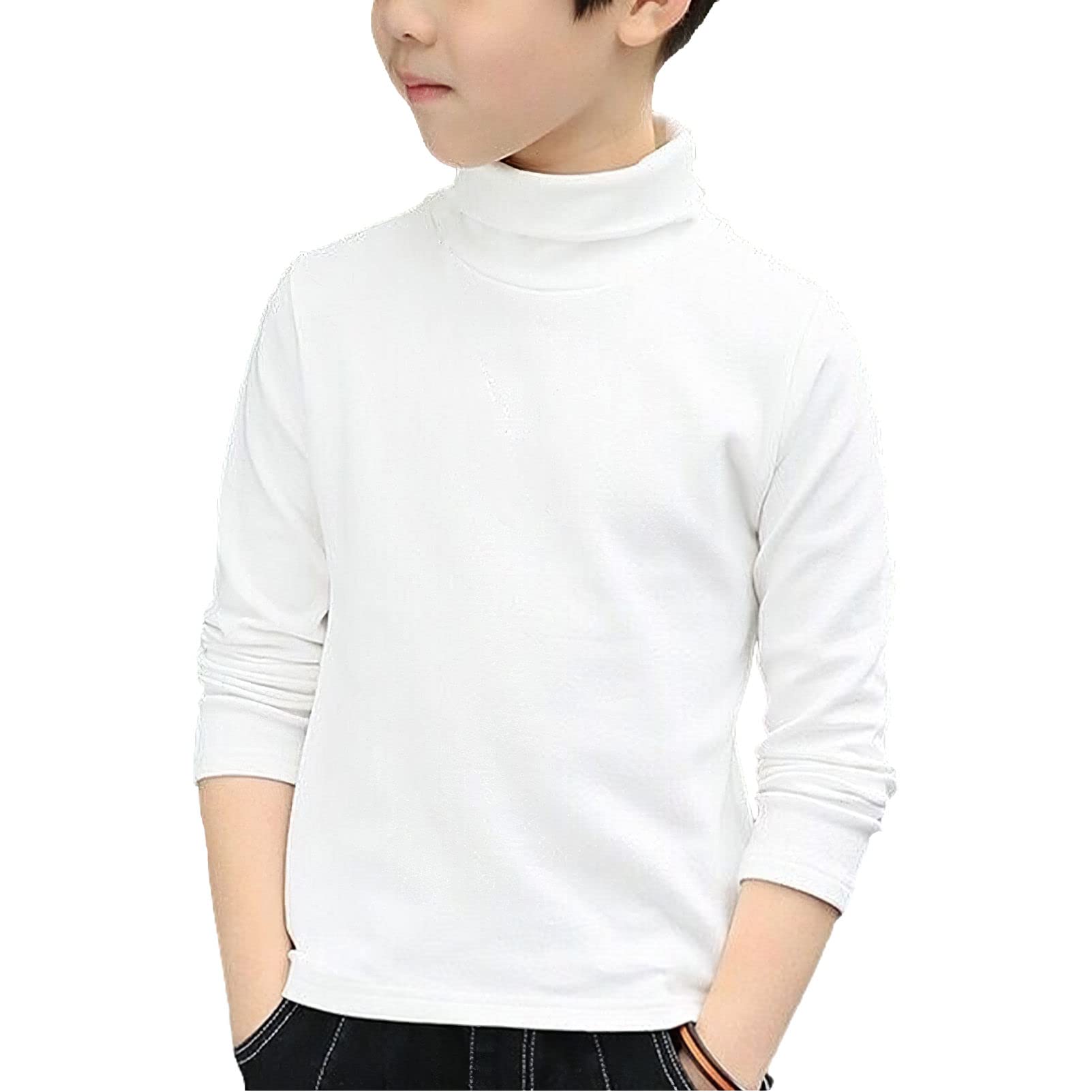 Conjunto de 3 piezas de camiseta térmica con cuello alto y manga larga elástica para niños y niñas