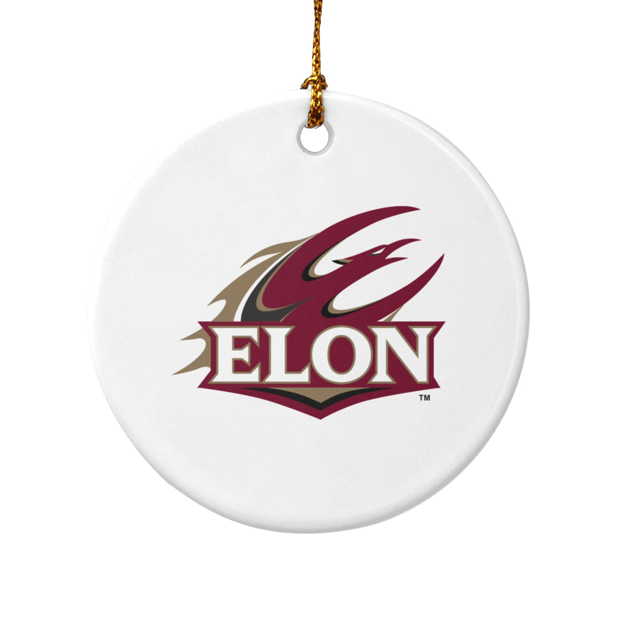 GRAPHICS & MORE Elon University Secondary Logo Porcelain Holiday Christmas Tree Ornament - 2.8