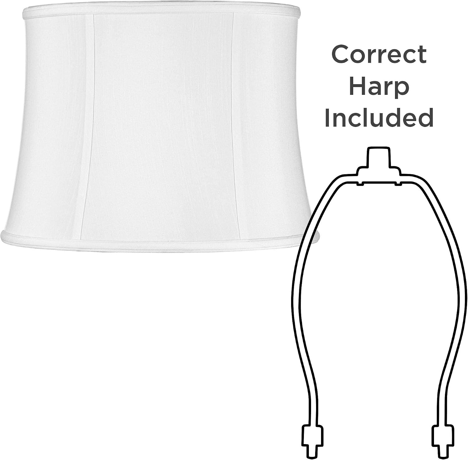 Set of 2 Pinched Drum Lamp Shades White Large 14" Top x 16" Bottom x 12" High Spider with Replacement Harp and Finial Fitting - Imperial Shade