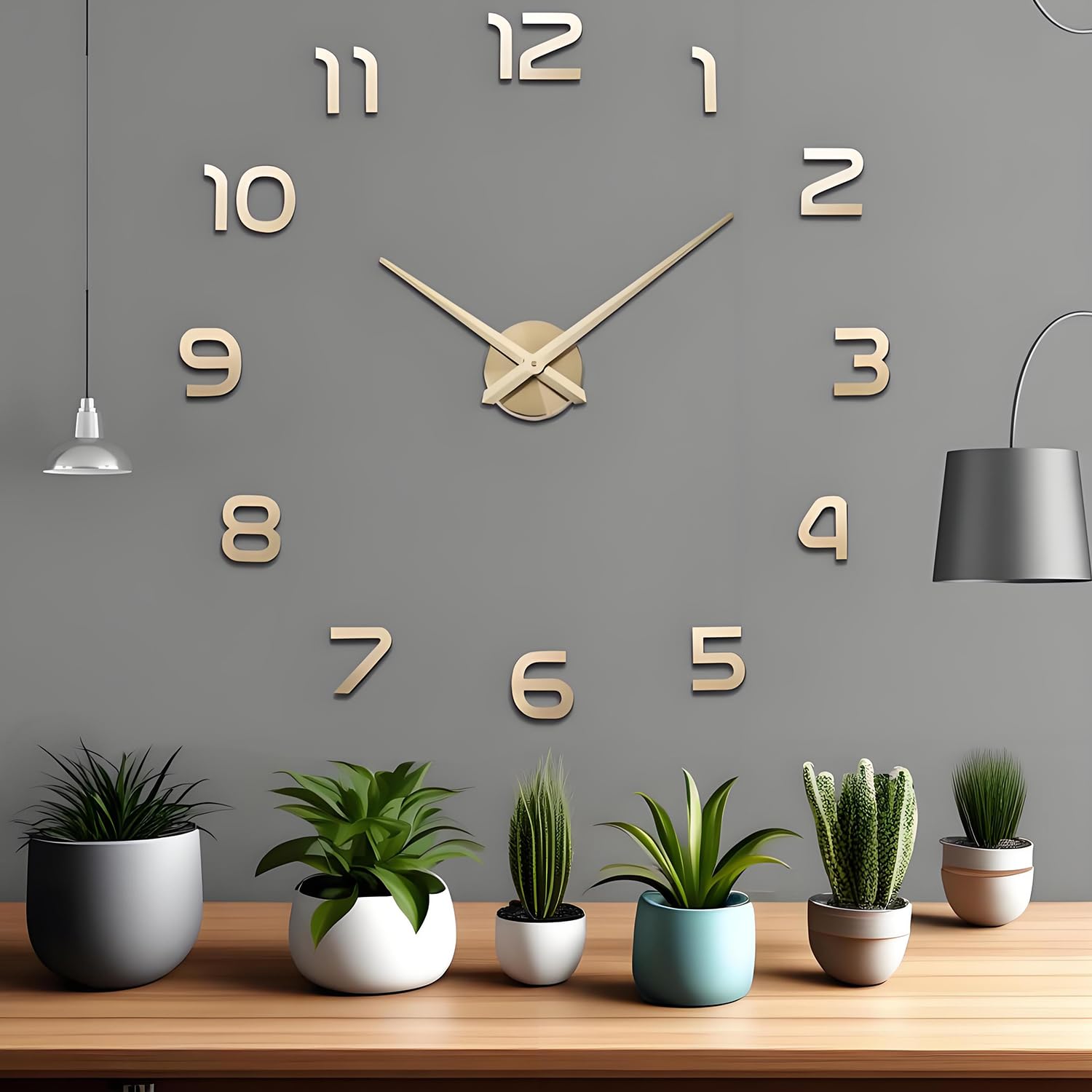 Coraltree Reloj de Pared Moderno con Adhesivo 3D, para decoración del hogar, Oficina, Regalo (Oro)