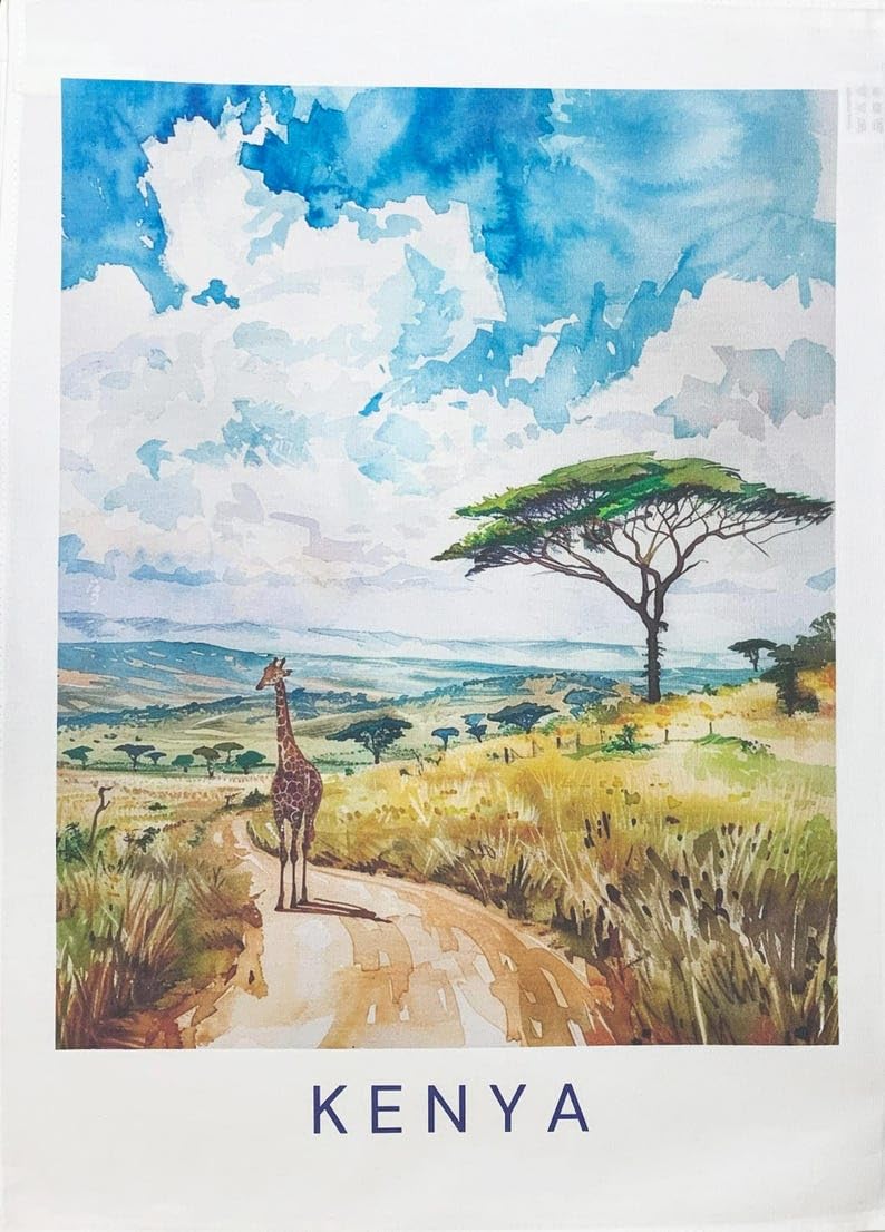 Half A Donkey White The Plains Of Kenya Large Cotton Tea Towel