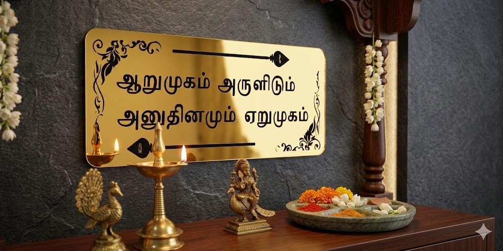 Lord Murugan Wall Sticker Home Spiritual Quote Wall Hanging Best Home Door Name Plate with Golden Acrylic Solid Letters Lord murugan Wall Poster Sticker - Murugan — Amazon image 2