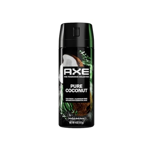 AXE Fine Fragrance Collection Premium Deodorant Body Spray for Men Pure Coconut with 72H Odor Protection and Freshness Infused with Coconut