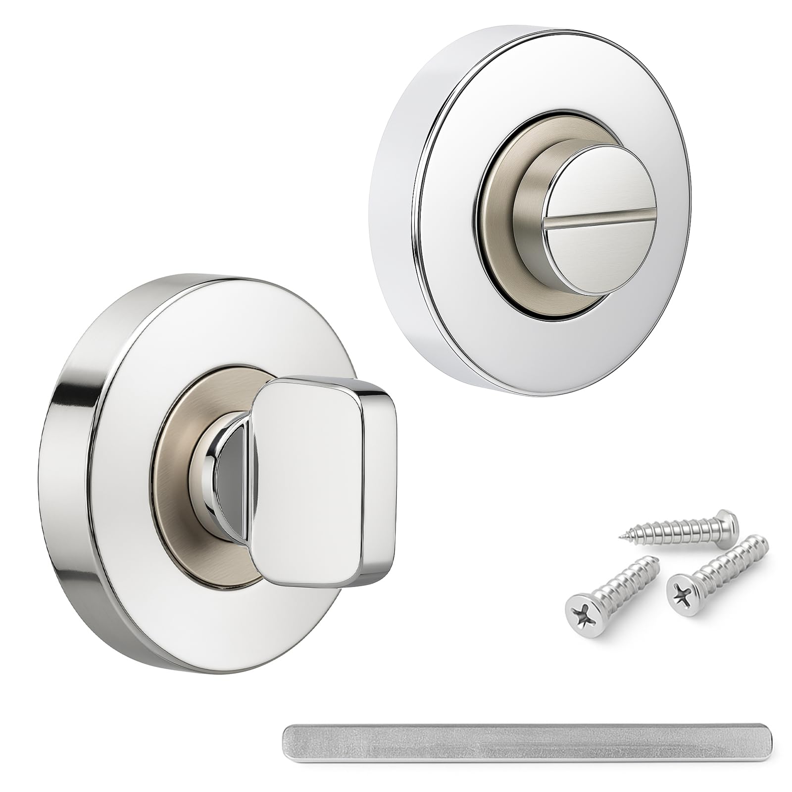 Decoranddecor Chrome / Brushed Nickel Bathroom Door Lock, Thumb Turn Toilet Door Lock 54Mm