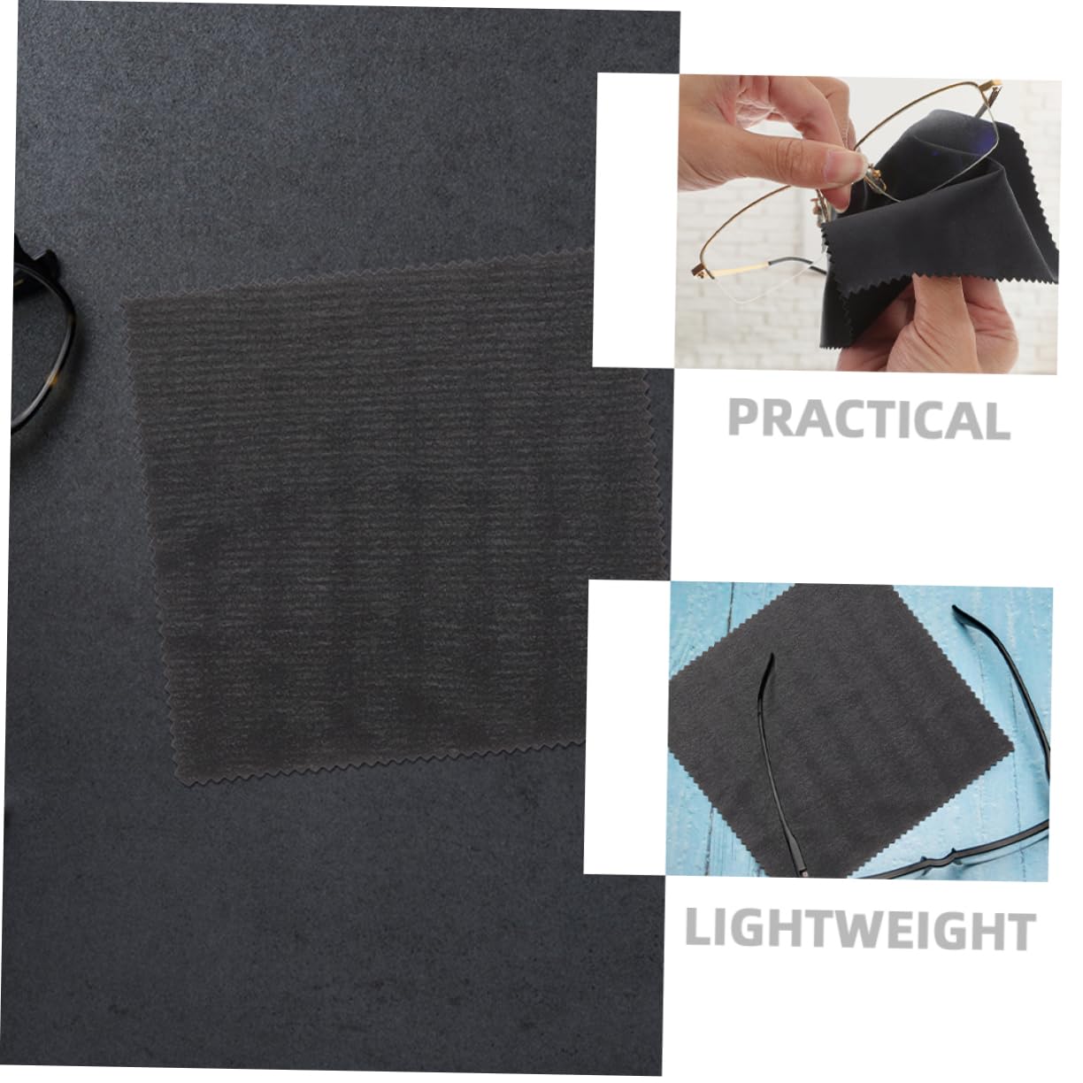 SHERCHPRY Gafas De Tela Pantallas De Gafas Paños De Limpieza Para Gafas Para Gafas Paño De Limpieza De Lentes Fibra Extrafina Black 50 Piezas*4