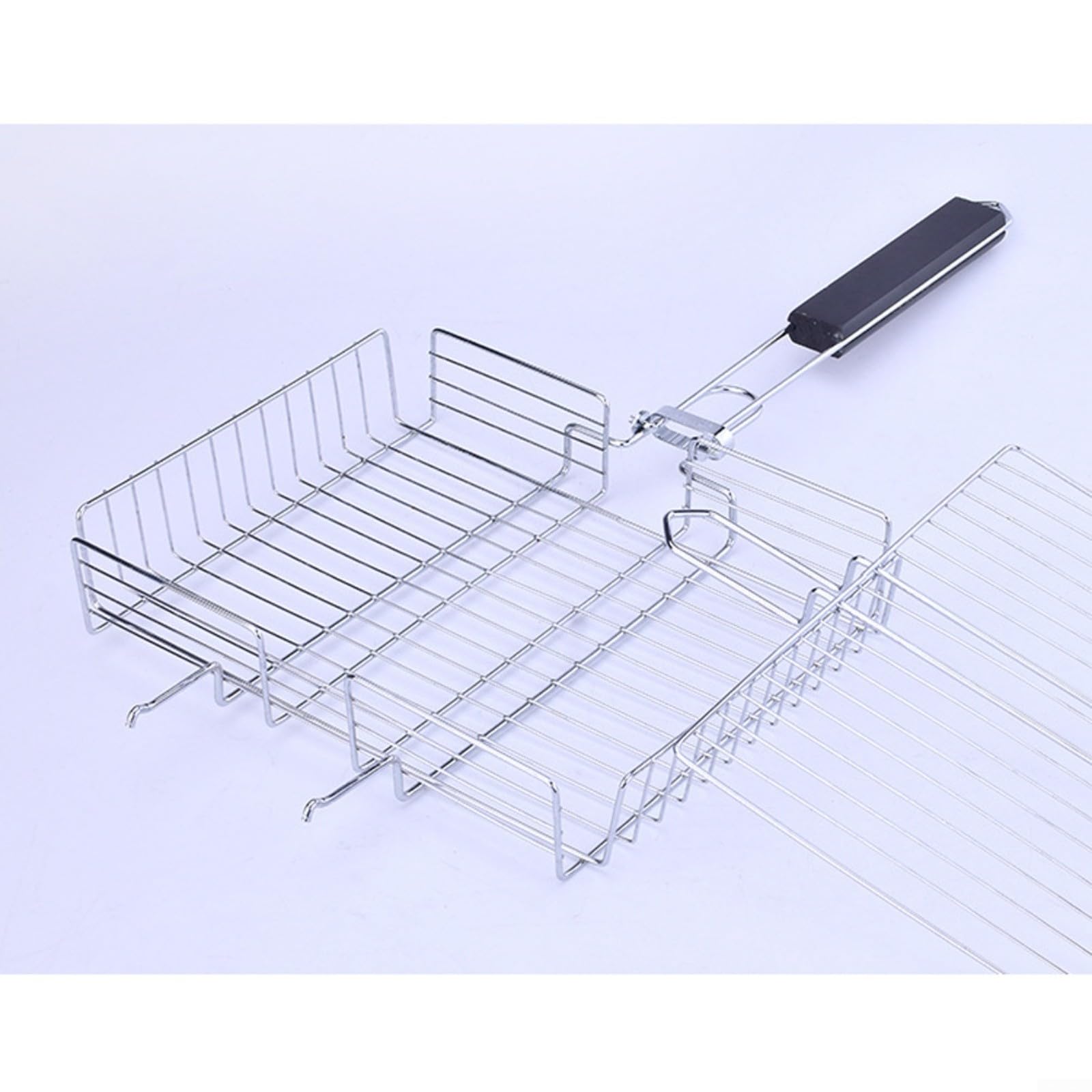 Griglia pieghevole per barbecue, in acciaio inox, con chiusura di sicurezza, borsa portaoggetti e manico rimovibile, 31 x 25 x 55 cm
