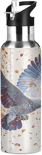 Miniatura 8 de Parrot Bird Cute Leak Proof Gym Water Bottle with Straw Lid Double-Wall Insulation for Travel and Sports 32 OZ