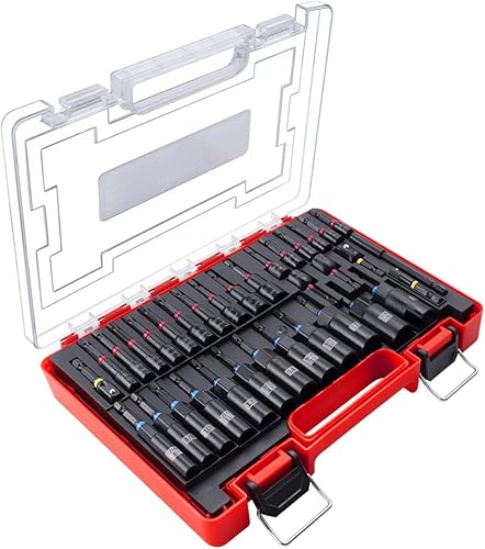 ROTATION Juego de destornilladores de tuercas de impacto de 34 piezas, magnético, SAE y métrico, juego de destornilladores de tuercas para taladro