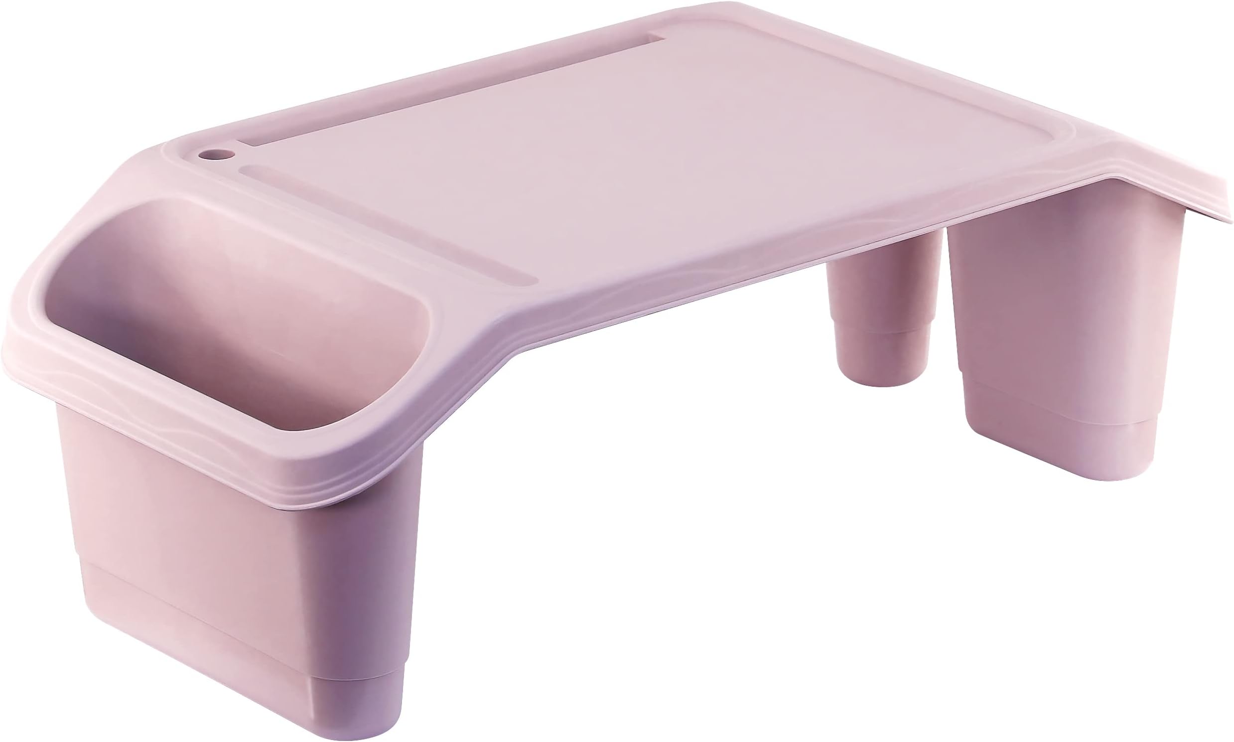 GEEZY Portable Bed Tray Table, Pink - Multipurpose Lap Tray Desk with Storage Pockets - Stackable & Lightweight Laptop Bed Table for Colouring, Activities, Breakfast, Crafts, Sofa, Kids & Adults