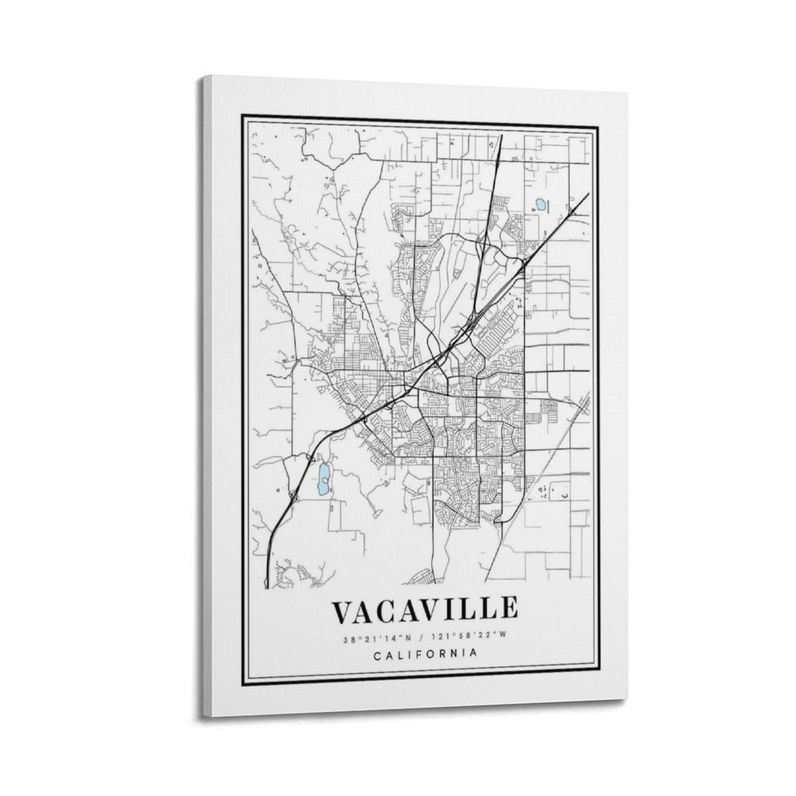 xiaoxiaoshen Vacaville California Map Canvas Poster Wall Art Prints Room Aesthetic Murals Bedroom And Living Decorations 20x30inch(50x75cm)