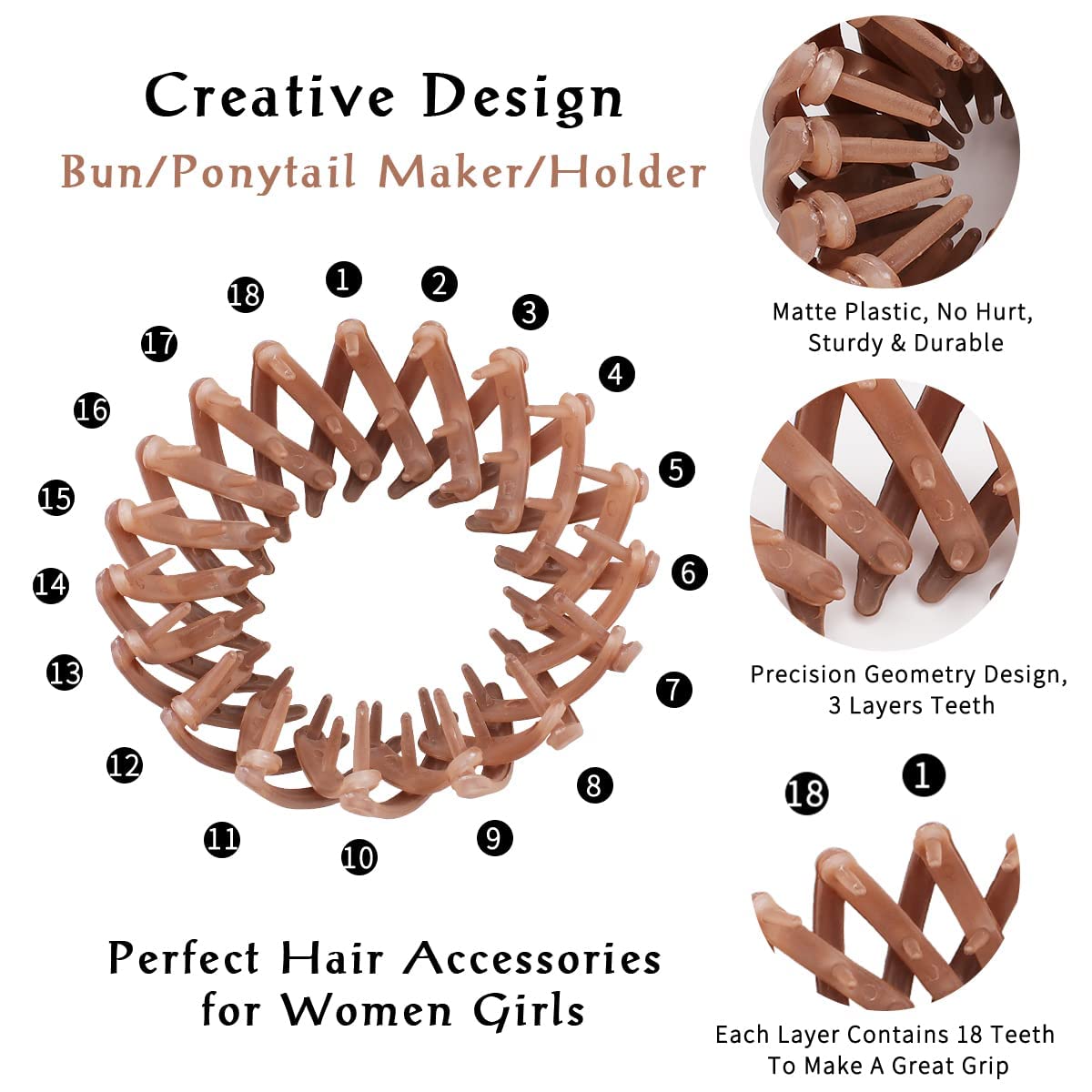 STYLEDOSE Bird Nest Hair Clips Bunbarz Bun Clip For Girls | Women's Expandable Bun Fixed Hair Claw Ponytail Holder Hairpin Buckle Pack Of 3 (13), Multicolor 2