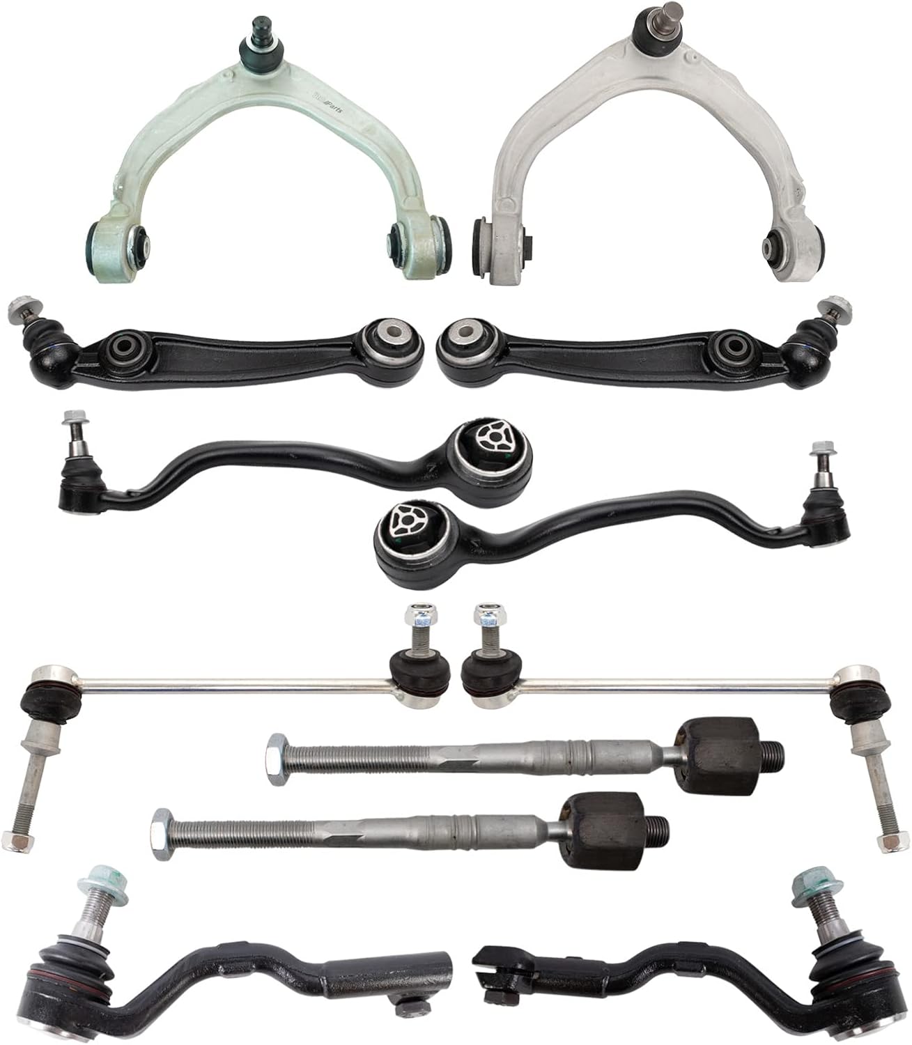 TRQ Front Steering & Suspension Kit Control Arm with Ball Joint Sway Bar Stabilizer Link Tie Rod Compatible with 2014-2018 BMW X5 2015-2019 X6