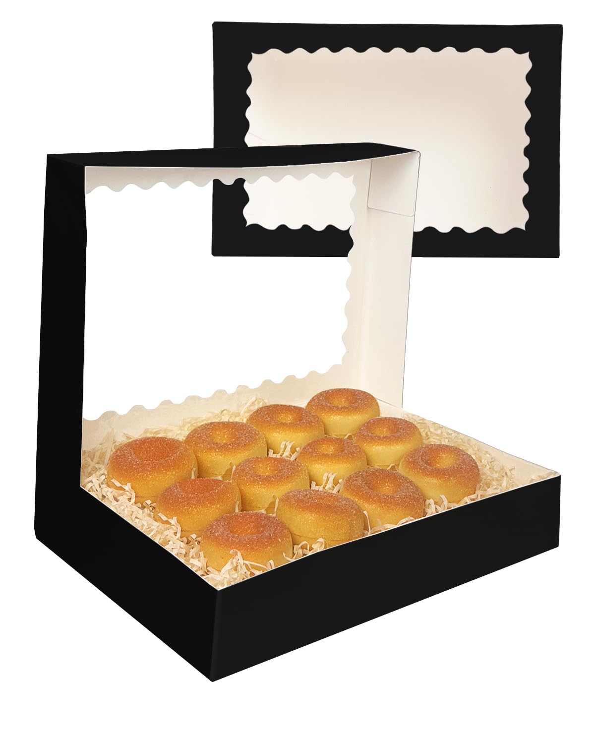 Gcardist Auto-pop Up Black 35.6x25.4x6.4cm 6Pcs Cookie Box with Window Pastry Macaron Bakery Box For Packaging (14x10x2.5 inch) - Image 2
