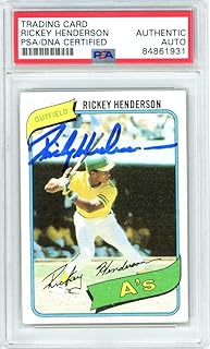 Rickey Henderson 1980 Topps Autograph Rookie Card #482 PSA/DNA