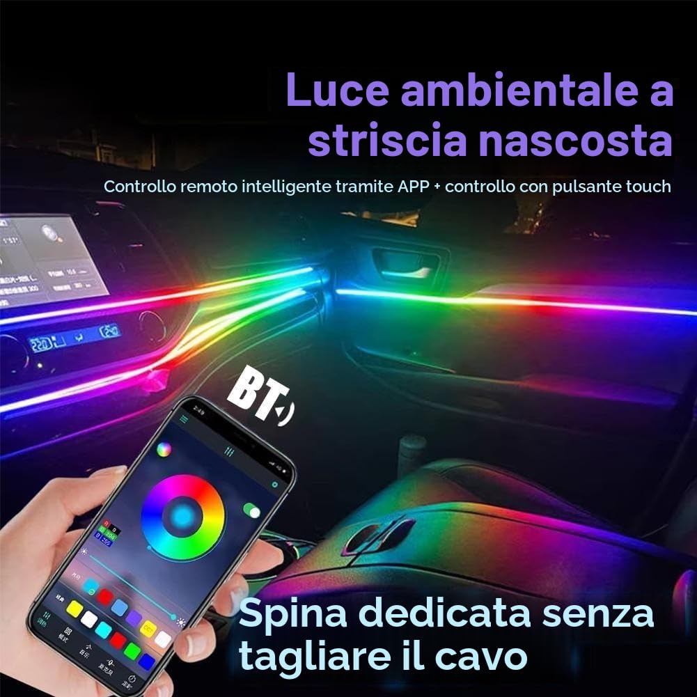Luci ambientali per auto universali, RGB, luci interne per auto in acrilico, luci arcobaleno, decorazione per auto