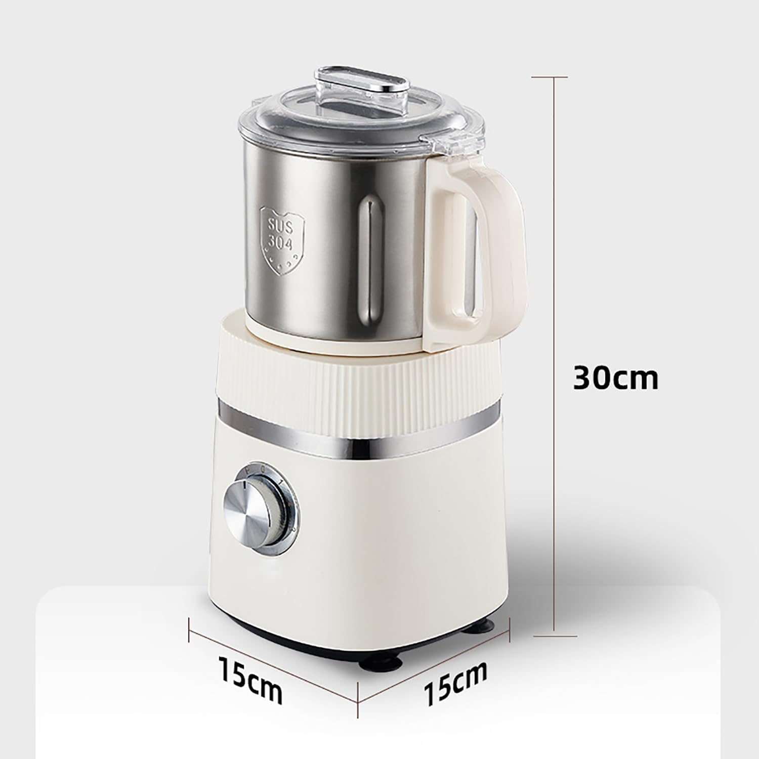 Molinillo de café eléctrico, molinillo de grano de 500 W con 4 niveles de ajuste libre y tapa extraíble, 26000r/min seco seco/húmedo, ramilla de especias de 800 g de gran capacidad para grano white