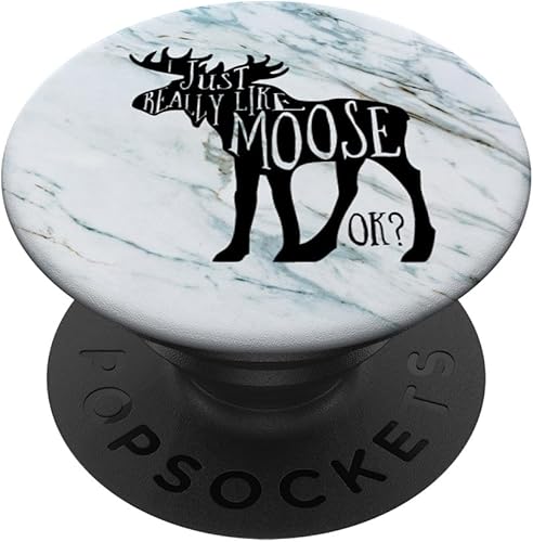 Miniatura 1 de Moose Popsocket - Regalos de camping con mármol azul blanco y soporte para teléfonos y tabletas