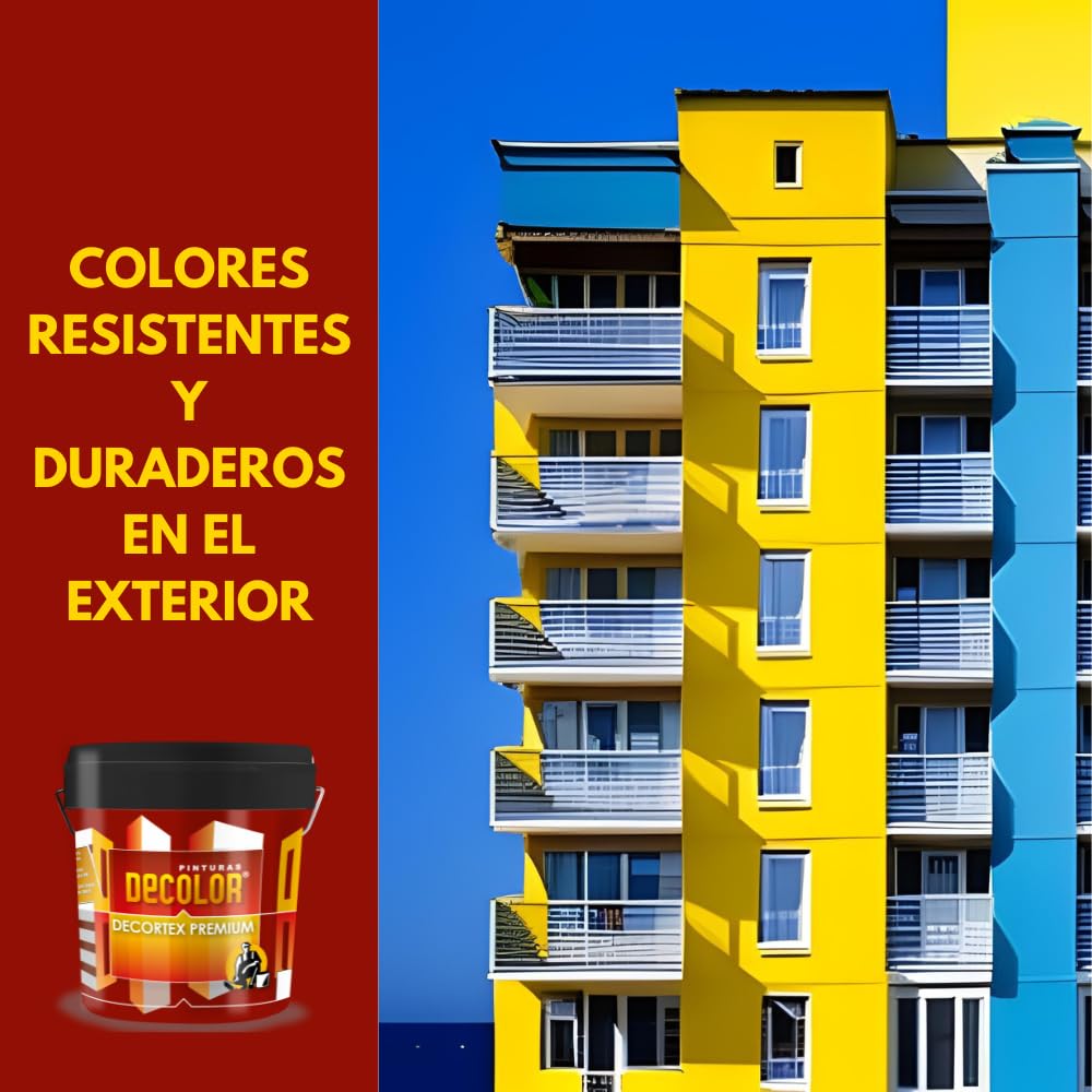 PINTURAS DECOLOR DECORTEX LISO PREMIUM - Pintura revestimiento impermeabilizante para fachadas. (4 litros). DAKAR.