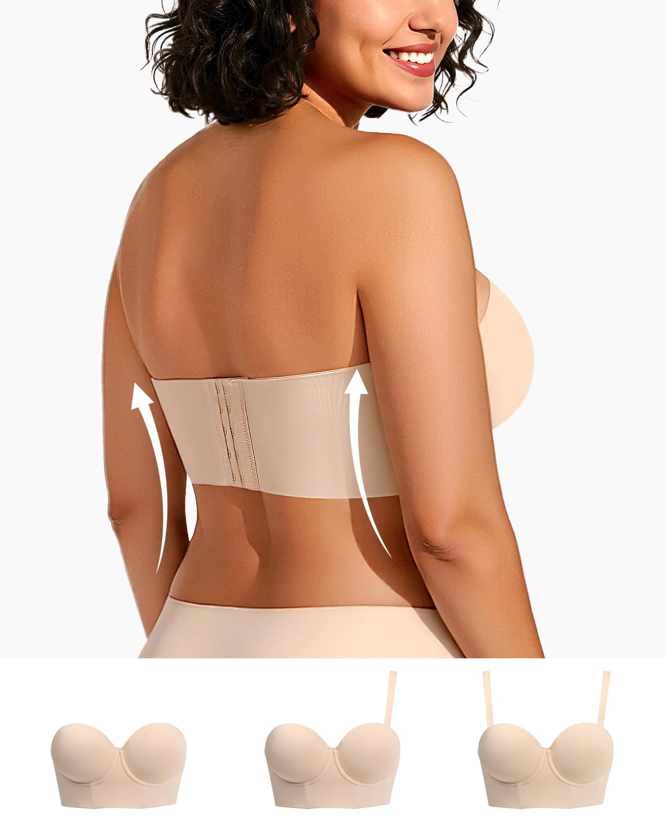 Upushall Longline trägerlose BHs für Damen, große Brust, Übergröße, Korsett, Lift-Up-BH, volle Abdeckung