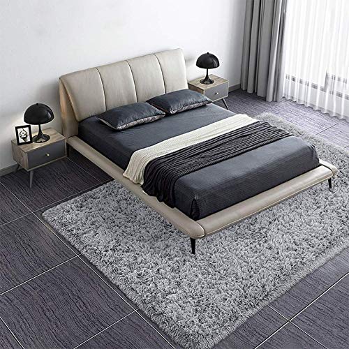 Image of Plain Fur Rugs for Hall and Drawing Room 7x10 Ft Anti-Skid Cushion Microfiber Grey X Color
