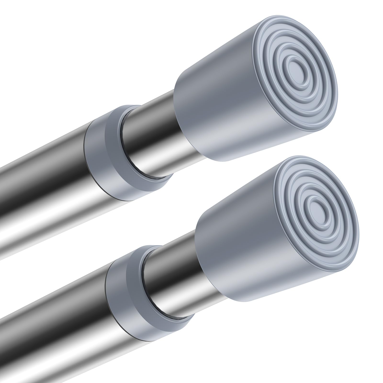 AIZESI 2 Pack Tension Rods for Windows 26.5 to 36 inch, Adjustable Pressure Spring Curtain Rods No Drilling, Curtain Rods for Doorway Closet Door, Silver