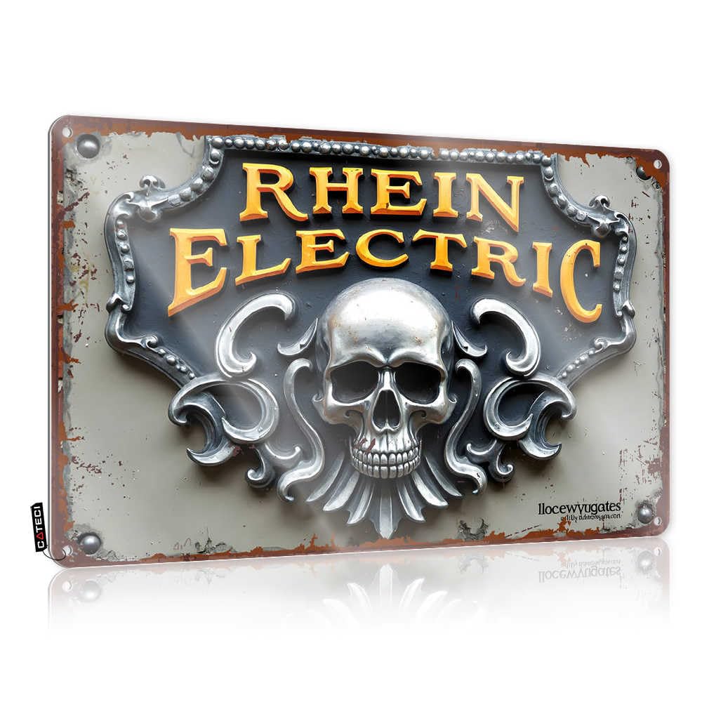 Fzfn Colour Rhein Electric: A Gothic Industrial Emblem Mimosa Bar Decor Novelty - Funny Wall Signs Essentials Vintage Wall Art(30X40cm)