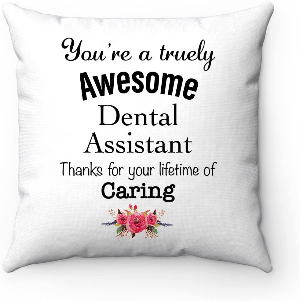 Dental Assistant Throw Pillow Cover with Insert 18x18 - Case and Stuffing with Zipper - Birthday Gifts Christmas Retirement Party - Dentist Dentistry Operator Dental Clinic