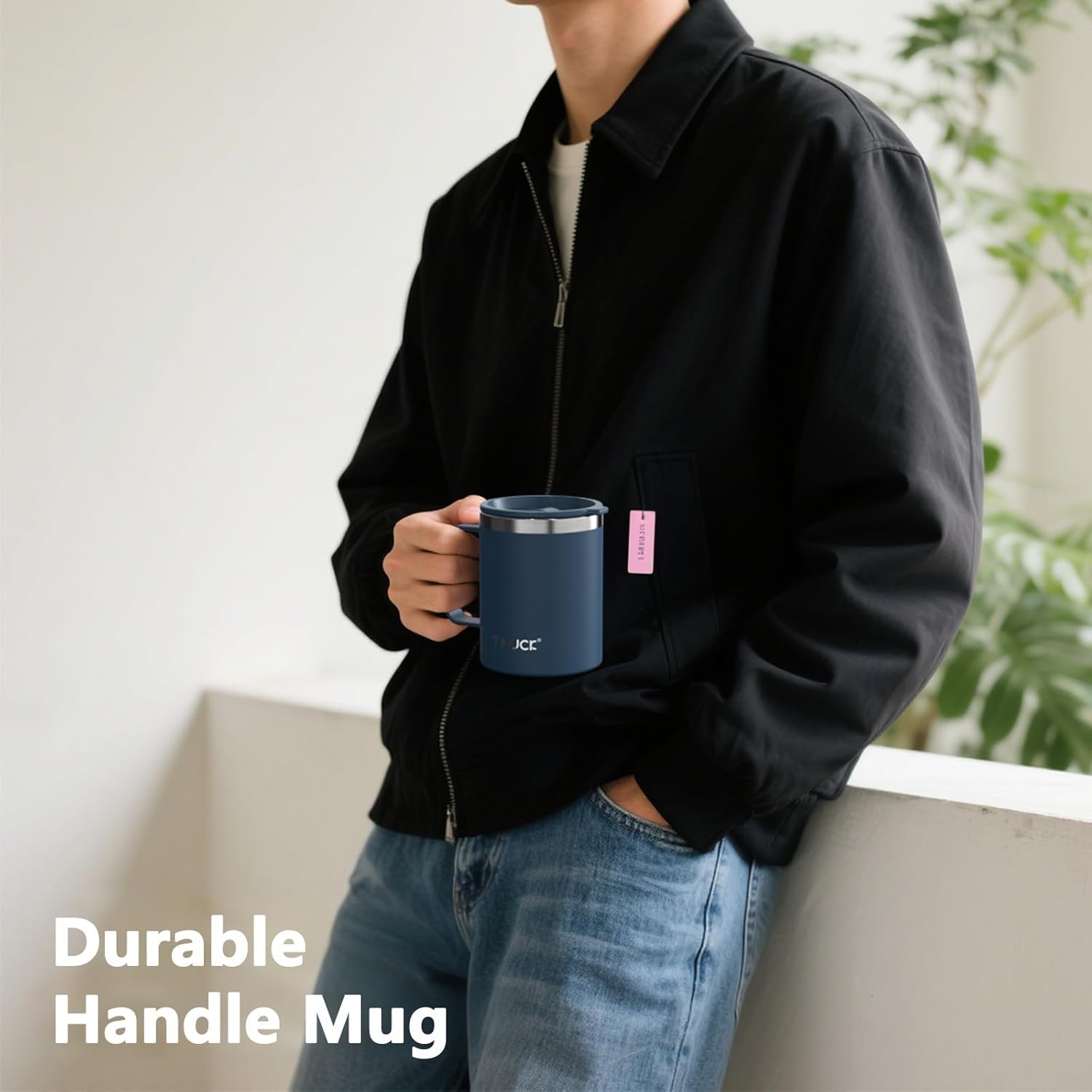 TILUCK 12 oz Insulated Coffee Mug with Lid,Stainless Steel Travel Mug Cup with Handle for Hot or Cold Drinks(DarkBlue, 12oz) - Image 4