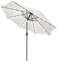 Vista 11 de Blissun Sombrilla solar de 9 pies, sombrilla de patio con 32 luces LED, sombrilla de mercado de mesa, sombrilla al aire libre para jardín, terraza