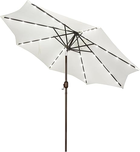 Miniatura 9 de Blissun - Sombrilla solar de 9 pies para exteriores, 32 luces LED, con inclinación y manivela, parasol ideal para patio, jardín, cubierta, piscina
