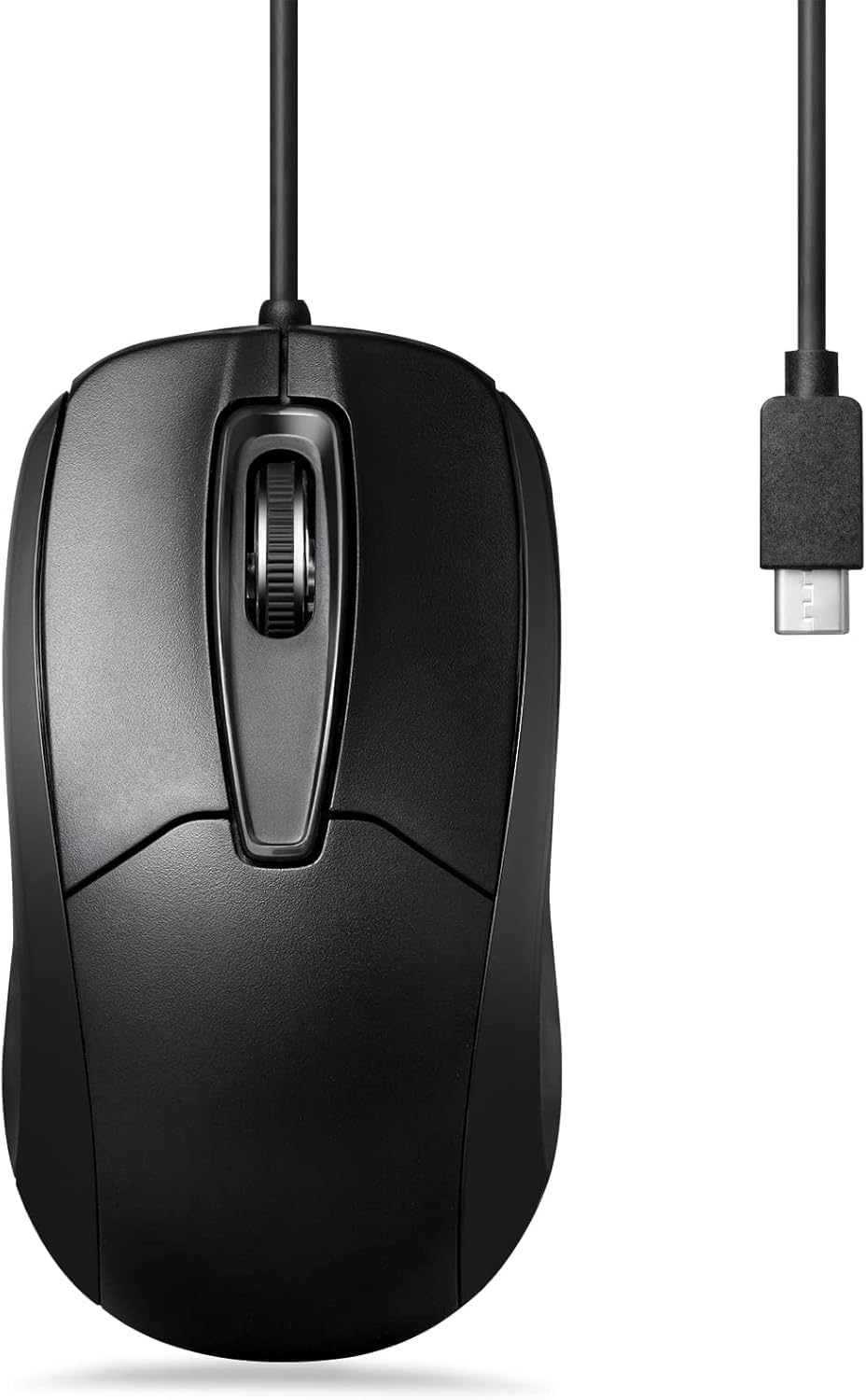 PERIMICE-209C USB Type C Wired Optical Mouse - 4.9 Ft Cable - 1000 DPI - Black