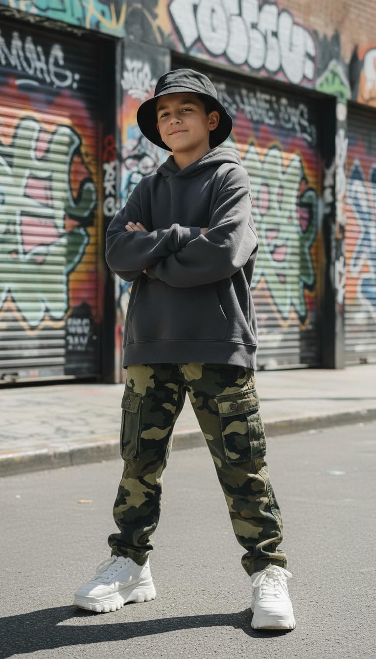 OCHENTA Boys Cargo Pants with 8 Pockets Casual Hiking Slacks Combat Trousers for Kid - Image 2