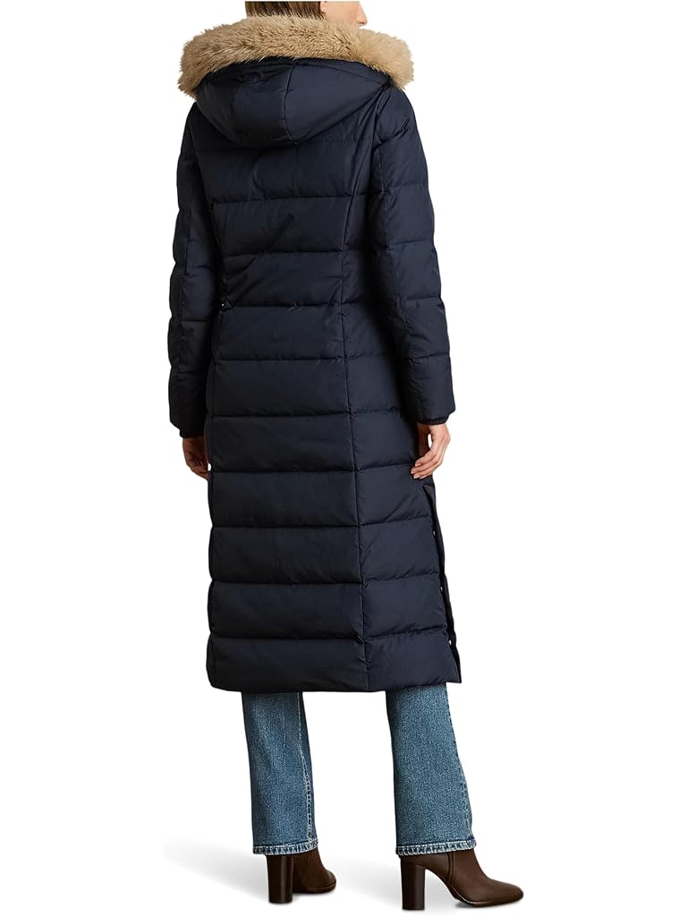 Navy Lauren Ralph Lauren Ff Trim Puffer 50/50 45"