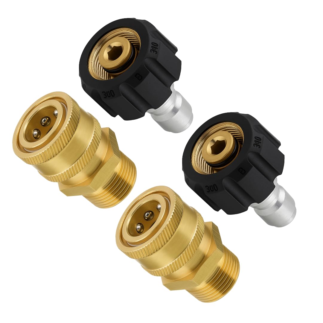 JPT Heavy-Duty Quick Connect Pressure Washer Hose Adapter Set | M22-15mm to 3/8" Male Female Quick Connect Swivel | Easily Connect and Disconnect 𝐏𝐀𝐂𝐊 𝐎𝐅 𝟐