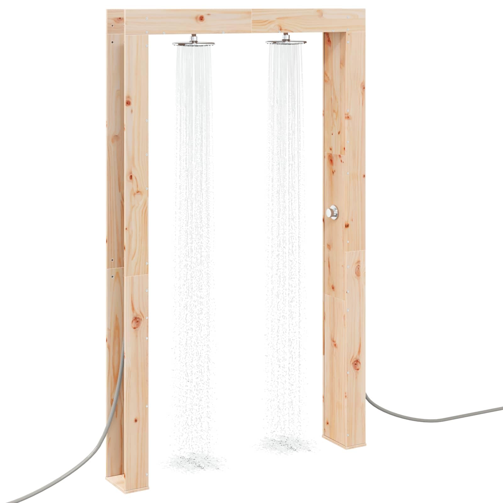 Ducha de jardín moderna de madera maciza de pino, 137 x 23 x 226 cm, resistente a la intemperie e inoxidable para uso en exteriores