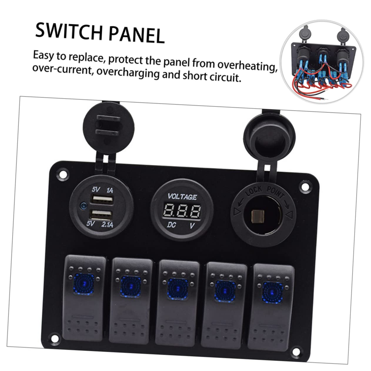 jojofuny Circuit Breakers Voltmeter Switch Panel Position Boat Rv Car Panel Cover Included