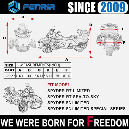 Miniatura 3 de Fenrir Funda para motocicleta de tres ruedas, protección para todas las estaciones, impermeable, con orificio de antena de almacenamiento al aire